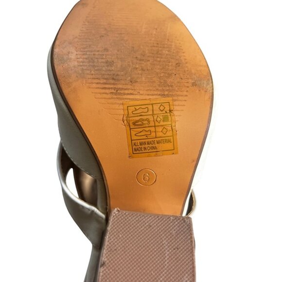 Yoki heels women's 6 white vegan leather chunky block heel strappy back zip - Picture 6 of 8